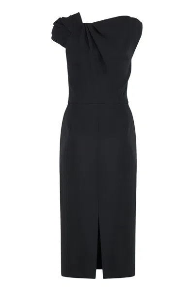 Givenchy Draped-detail One-shoulder Midi Dress In Black