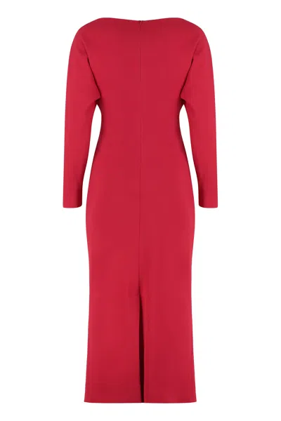 Alberta Ferretti Alberta Ferreti Midi Dress In Stretch Cady In Red