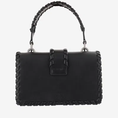 Pinko Mini Bag With Woven Design And Top Handle In Black