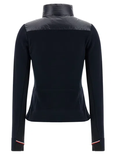 Moncler Blue Wool Zip-up Padded Cardigan In Black