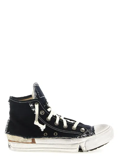 Maison Margiela Midnight Blue Canvas Loved To Death Sneakers In Black