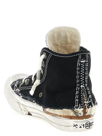 Maison Margiela Midnight Blue Canvas Loved To Death Sneakers In Black