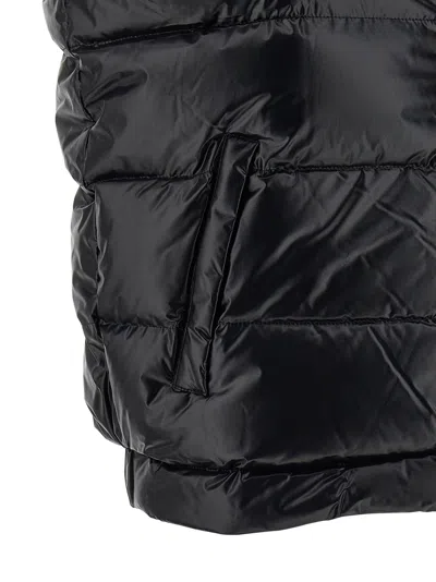 Perfect Moment Hooded Sleeveless Quilted Vest Pockets In Black
