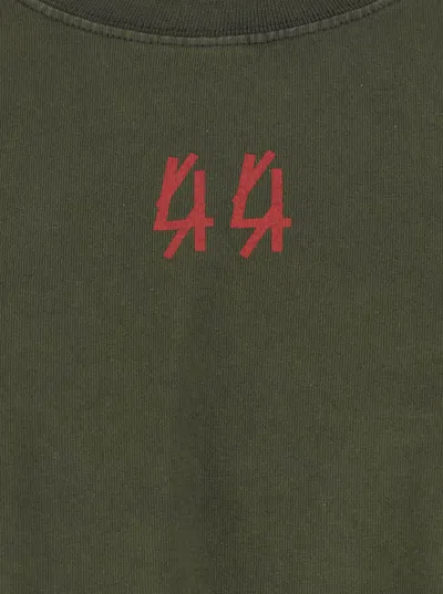 44 Label Group Green Crewneck T-shirt With Dropped Shoulders And Logo Print On Front And Rear In Cotton Man In Green