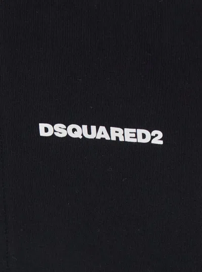 Dsquared2 Men Black High Neck Sweatshirt With Lettering Logo On The Front In Cotton Man In Black