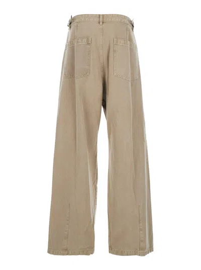 Wooyoungmi Beige Pants With Belt Loops In Cotton Man In Neutral