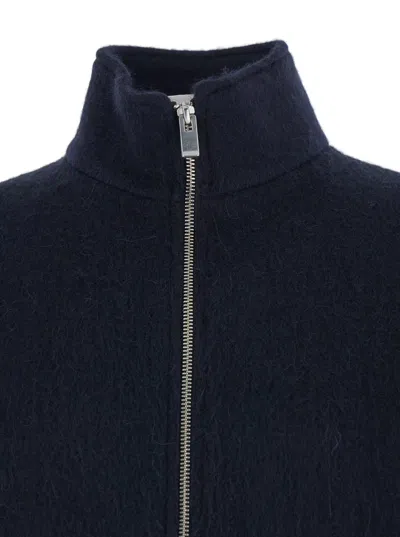 Tonywack Blue Jacket With High Neck And Dropped Shoulders In Wool Man In Blue
