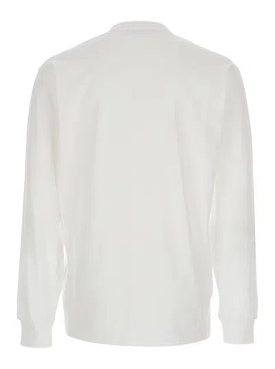 Stone Island White Long-sleeve Crewneck T-shirt With Logo Patch On The Front In Cotton Man In White
