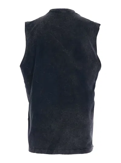 Dsquared2 D2 X Magliano Black Crew Neck Top With Logo Lettering And Front Print In Cotton Man In Black