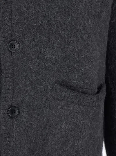 Tonywack Grey Crew Neck Sweater With Front Pockets And Brushed Effect In Fabric Man In Gray