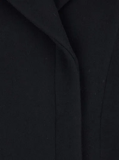 Jacquemus Le Manteau Curvo Black Double-breasted Coat With Notched Revers And Rear Single Vent In Wool Woman In Black