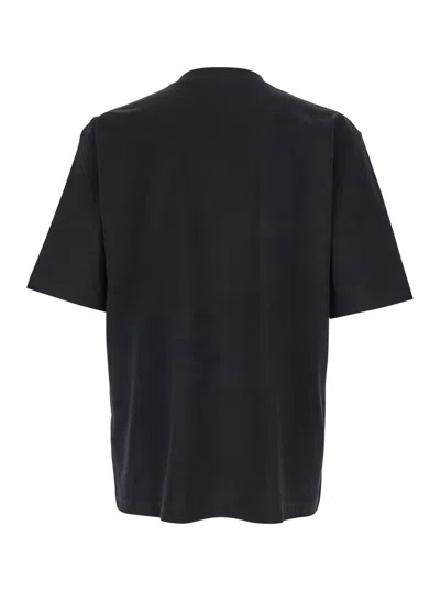 Dsquared2 Men Black Crewneck T-shirt With Logo Lettering On The Front In Cotton Man In Black