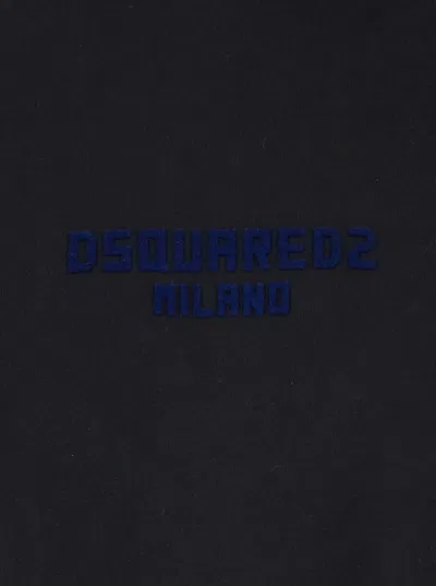 Dsquared2 Men Black Crewneck T-shirt With Logo Lettering On The Front In Cotton Man In Black