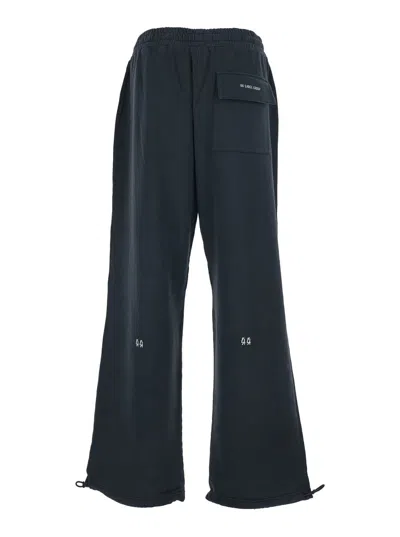 44 Label Group Men Black Pants With Elastic Waist And Drawstring Hem In Tech Fabric Man In Blue