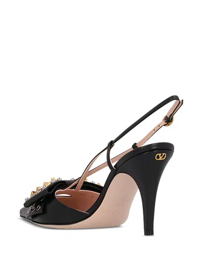 Valentino Chic Bow Pointed Toe Stiletto Pumps In Black