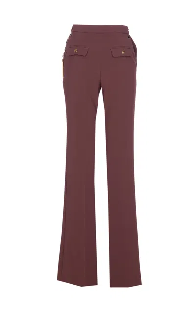Elisabetta Franchi Tailored Straight Leg Trousers With Minimalist Design In Red