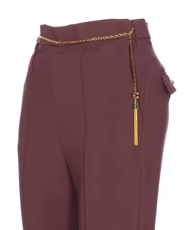 Elisabetta Franchi Tailored Straight Leg Trousers With Minimalist Design In Red