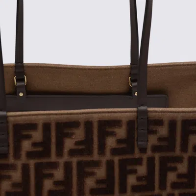 Fendi Roll Large Shopper In Ff Jacquard Velvet Bags In Brown
