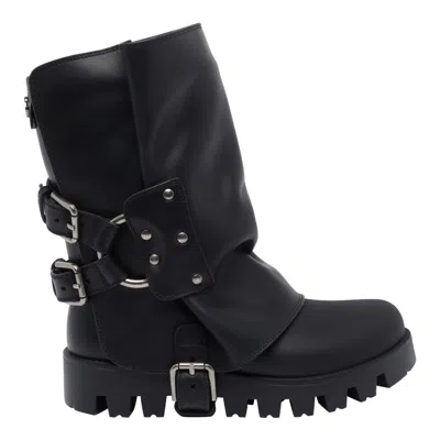 Dolce & Gabbana Dolce&gabbana Women Ankle Boot In Rubber And Leather In Black