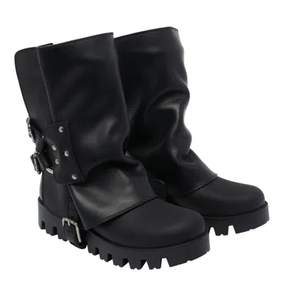 Dolce & Gabbana Dolce&gabbana Women Ankle Boot In Rubber And Leather In Black
