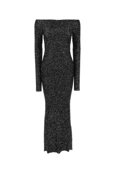 Stella Mccartney Long Off-shoulder Dress With Sequins In Black