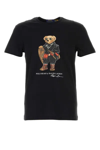 Polo Ralph Lauren Mens Fa25 Black Holiday Bear Bear-print Short-sleeve Cotton T-shirt In Black