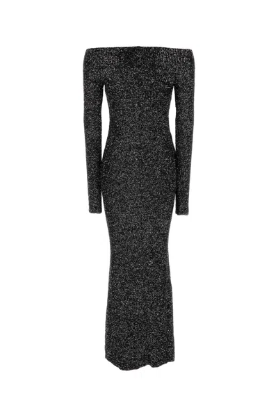 Stella Mccartney Long Off-shoulder Dress With Sequins In Black