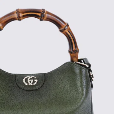 Gucci Bamboo Handle Cross-body Bag With Curved Design In Green