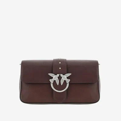 Pinko Medium Leather Classic Love Bag Slouchy Shoulder Bag With Zip In Brown