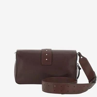 Pinko Medium Leather Classic Love Bag Slouchy Shoulder Bag With Zip In Brown