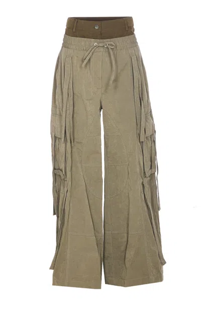 Dolce & Gabbana Dual-waistband Wide-leg Cargo Trousers In Green