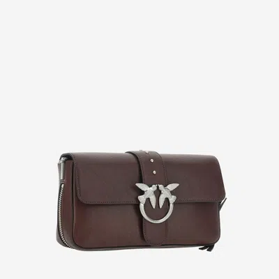 Pinko Medium Leather Classic Love Bag Slouchy Shoulder Bag With Zip In Brown