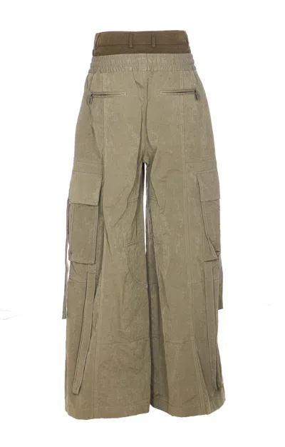 Dolce & Gabbana Dual-waistband Wide-leg Cargo Trousers In Green