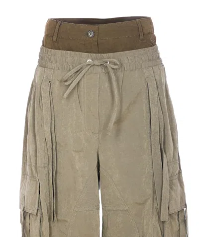 Dolce & Gabbana Dual-waistband Wide-leg Cargo Trousers In Green