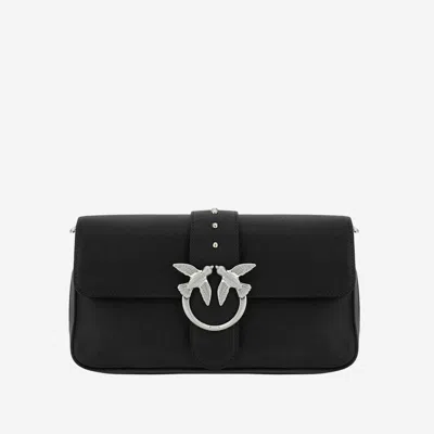 Pinko Love One Classic Leather Shoulder Bag In Black