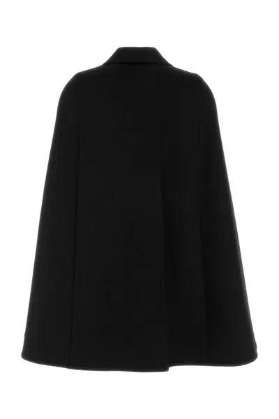 Max Mara Pordoi Cape With Button Detailing And Notched Lapels In Black