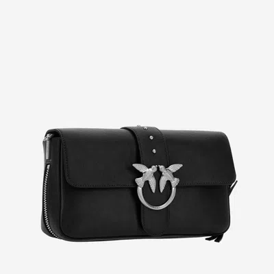 Pinko Love One Classic Leather Shoulder Bag In Black