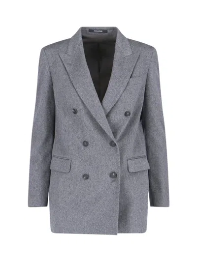 Tagliatore Jasmine Peak-lapels Double-breasted Blazer In Gray