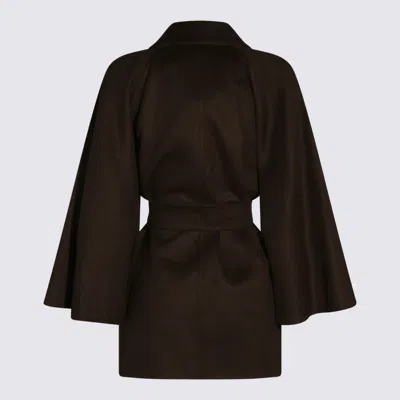Max Mara Verna Cape-sleeve Camel Hair Wrap Coat In Green