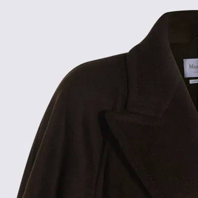 Max Mara Verna Cape-sleeve Camel Hair Wrap Coat In Green