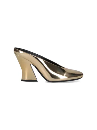 Givenchy Mule With Sculpted Heel In Leather Mirror Effect In Gold