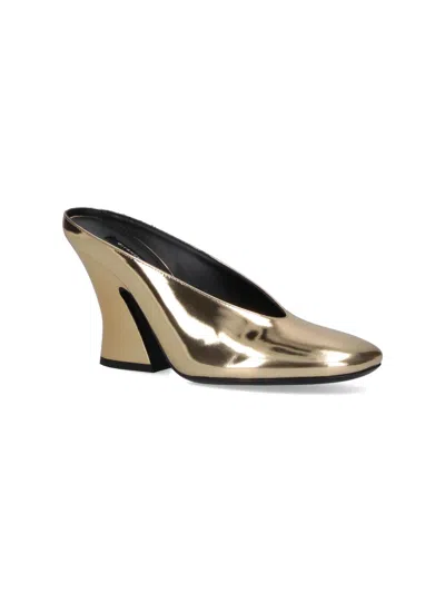 Givenchy Mule With Sculpted Heel In Leather Mirror Effect In Gold