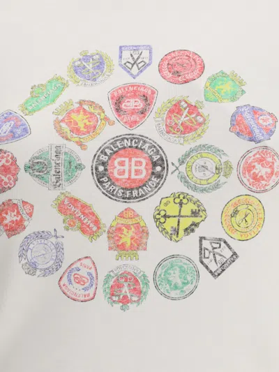 Balenciaga White T-shirt With Logo Prints In White