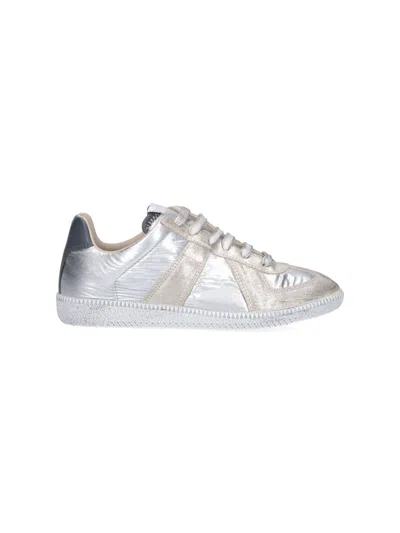 Maison Margiela Contemporary Low Top Sneakers With Contrast Panels In Silver