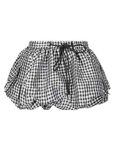 Ganni Skirt With Balloon Effect And Gingham Pattern In Pattern