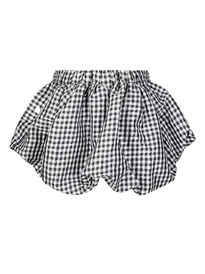 Ganni Skirt With Balloon Effect And Gingham Pattern In Pattern