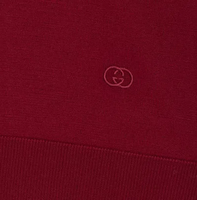 Gucci Women Ultrafine Wool Polo Shirt In Burgundy