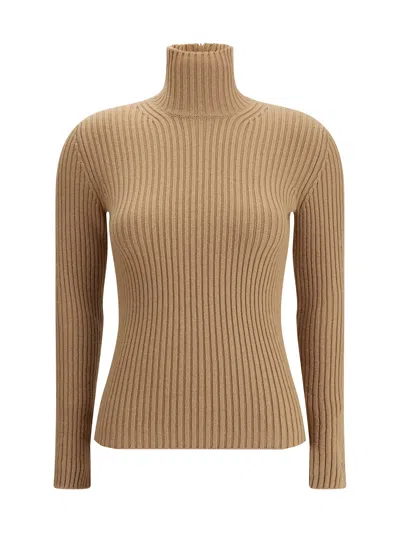 Max Mara Wool And Cashmere Turtleneck Sweater In Gold
