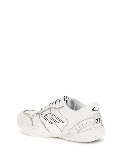 Balenciaga Women Hamptons Worn-out Leather Low-top Sneakers In Neutral