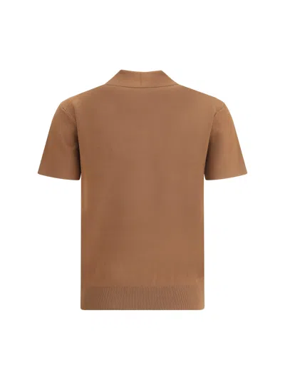 Max Mara Teti Zip Polo Shirt In Brown